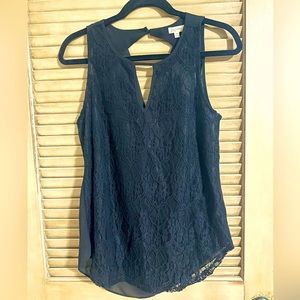 Lily White black sheer and lace blouse - medium